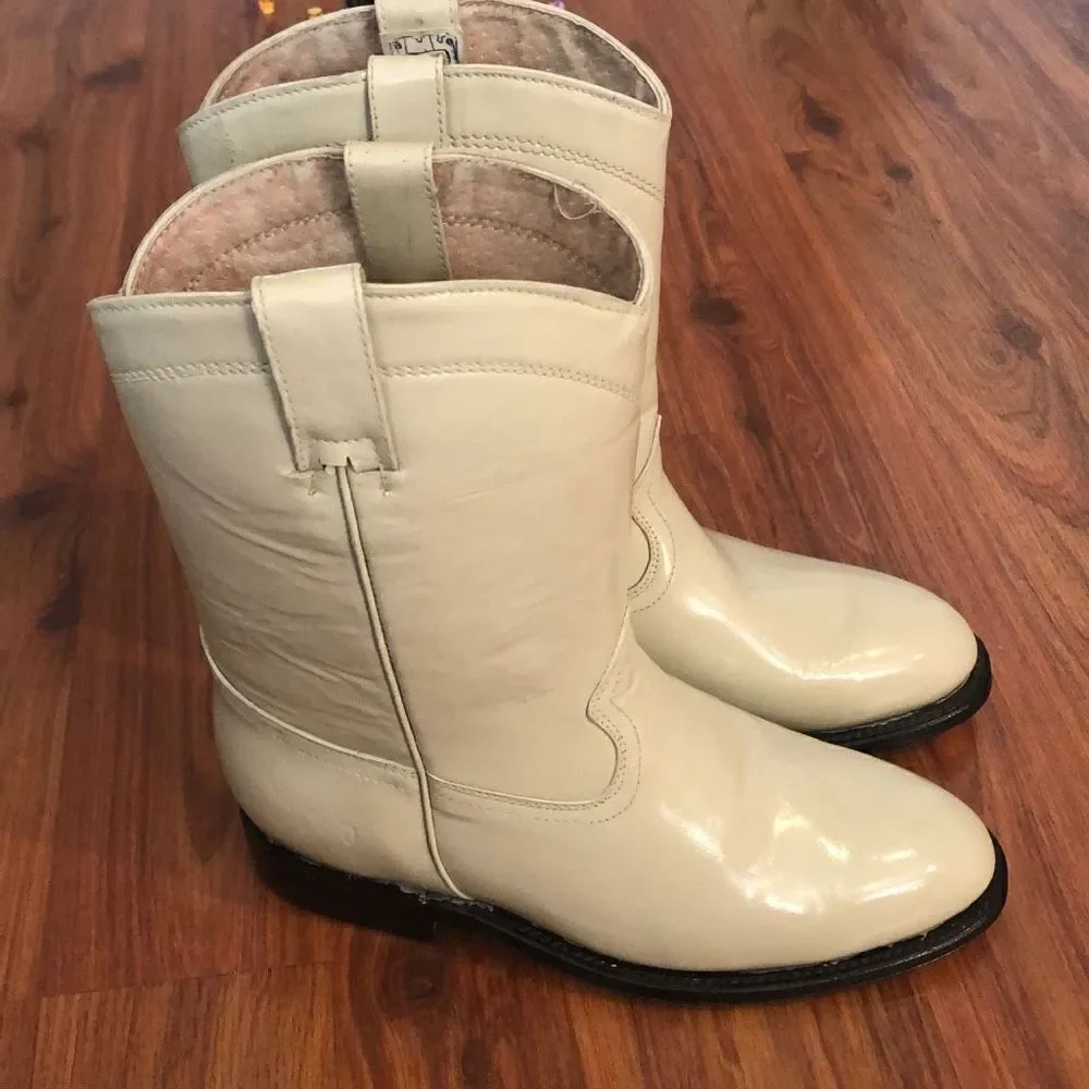 NEW ￼D'emanuel's Cream handmade cowboy western boots vintage size 25 Mexico 7 me